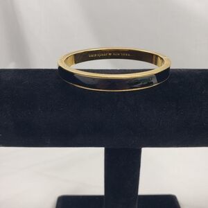 Kate Spade Hinged Bangle An Ace Up Your Sleeve Black Enamel Gold Tone Bracelet